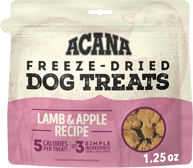 ACANA Singles Grain Free Dog Treats Limited Ingredients & Freeze-Dried Lamb & Apple Recipe 1.25 Bag