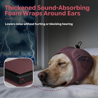 Dotoner Dog Ear Muffs No Shake Anxiety Relief for Thunder Fireworks | Noise Protection For Fireworks Thunder, No Flap Ear Wrap With Adjustable Secure Fit, Soft Velvet For Four Seasons