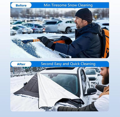 Car Windshield Snow Cover Magnetic Oxford Frost Shield | Windshield Cover for Suv Truck Van Sedan Auto Vehicle Window Winter