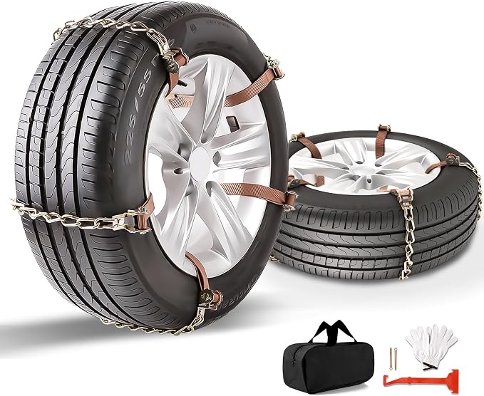 Snow Chains, 225-295mm Universal Tire Chains for Car, SUV, RV, Pickup Trucks, Adjustable Emergency Anti-Skid Thickening Tire Traction Chain (10 Packs)