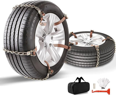 Snow Chains, 225-295mm Universal Tire Chains for Car, SUV, RV, Pickup Trucks, Adjustable Emergency Anti-Skid Thickening Tire Traction Chain (10 Packs)