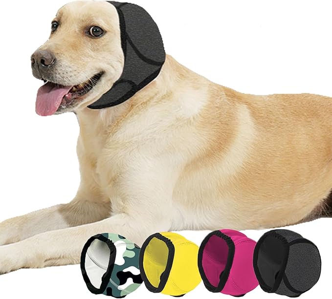 Swimming Waterproof Dog Ear Caps, Calming Large Dog Ears Cover, Pet Shower Muffs for Ear Protection for Bath for Grooming (Gray, S (Head Circumference 10"-15"))