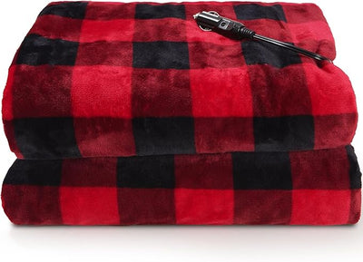 RAINOVA 12V Car Heated Blanket, 59"x 43" Electric Travel Throw with 84.65" Extended Cord, Birthday, Dual-Sided Flannel & Lambswool, Overheat Protection & EMC Certified
