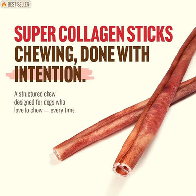 Natural Farm Odor-Free Super Collagen Dog Chews (12-Inch, 12-Pack) The First Ever Real Bull Sticks Alternative: 100% Natural Angus Hide Collagen Treats - More Protein, More Chew Time for All Dogs