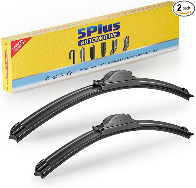 5 PLUS 24 and 18 Inch Front Wiper Blades 2-Pack, Size Pair Options | Windshield Wiper Size Pairs, Multi-Adapter Design, Smooth Wiping, All-Weather Performance, Easy Install