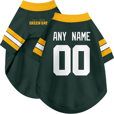 Green Bay Dog Clothes Jersey Style Personalized Pet T Shirt with Custom Name Number for Small Medium Large Dogs