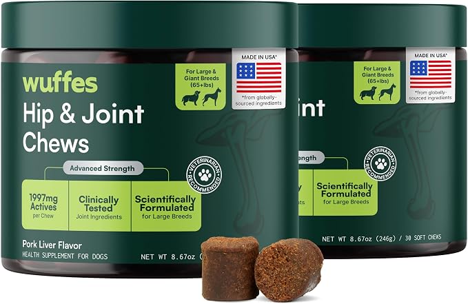 Chewable Dog Hip & Joint Supplement - Glucosamine & Chondroitin Chews - Dog Joint Supplements & Vitamins - Extended Joint Care (Large Breed (Over 65 lbs), 60 Chews (Pack of 2))