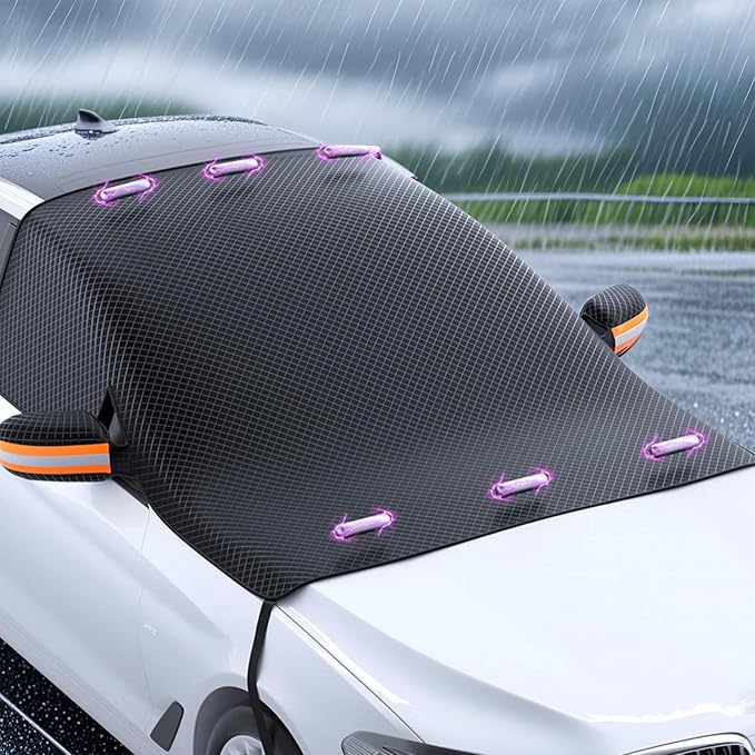 Semi Car Cover with Magnets, Instant Windshield Protector for Snow Sun & Frost, Essential 4-Season Auto Accessory for Outdoor Vehicles