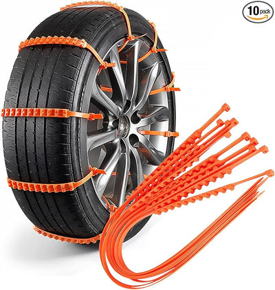 Reusable Snow Tire Chains for Trucks & SUVs - 2025 Upgrade 10 PCS Emergency Anti-Skid Traction Chains, Heavy Duty Plastic Wheel Cables for Winter Driving on Snow/Ice & Muddy Roads