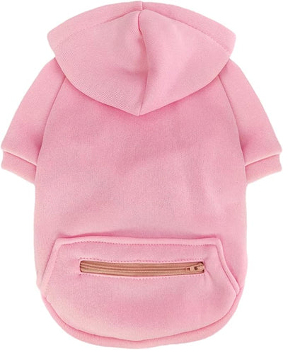 Jecikelon Dog Hoodies for Small Dogs with Zipper Pocket, Soft Fleece Puppy Clothes with Rope Hat, Warm Winter Outfits Cold Weather Coats, Cute Sweatshirt Chihuahua Costume (Pink2, Small)
