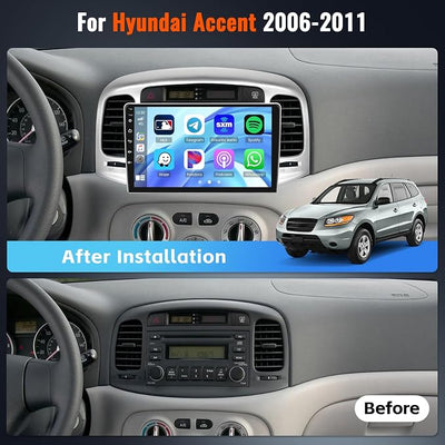 4+64GB Realdio Car Stereo for Hyundai Accent 2006-2011 Wireless CarPlay Android Auto, 9 Inch Android 15 Touch Screen Car Radio for Accent with Bluetooth5.0, FM/RDS, 32EQ, GPS, WiFi, UI, Backup Camera