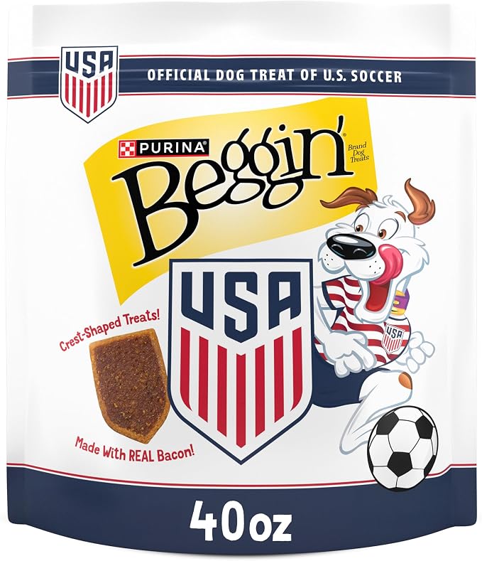 Beggin’ U.S. Soccer Crest-Shaped Treats for Dogs Made with Real Bacon - 40 oz. Pouch