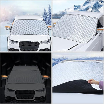 Alipis Car Windshield Cover 225x120cm Universal Magnetic Snow Shield Frost Protector Sunshade for Winter Front Window, Weather Resistant Automotive Snow Ice Protection