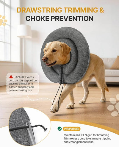 MIDOG Dog Cone Collar for Large Medium Dogs, Soft Inflatable Dog Cone Alternative After Surgery, Adjustable Protective Recovery Cone - Patented Alternative E Collar Does Not Block Vision (Gray-XS)