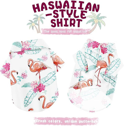 Hawaiian Dog Shirt – Lightweight and Breathable Summer T-Shirt with Tropical Prints, Fun Beach Outfit for Small, Medium, and Large Dogs, Perfect for Hot Days and Outdoor Vacation.Flamingo XXL