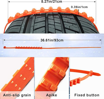 Reusable Snow Tire Chains for Trucks & SUVs - 2025 Upgrade 10 PCS Emergency Anti-Skid Traction Chains, Heavy Duty Plastic Wheel Cables for Winter Driving on Snow/Ice & Muddy Roads
