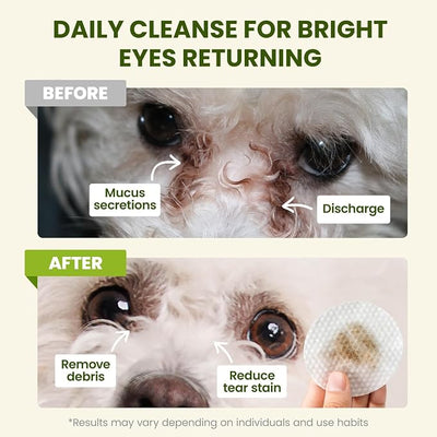 PawSono Eye Wipes for Dogs & Cats, Hypoallergenic Dog Eye Wipes Cleaner, Natural Cleaning Grooming Pet Wipes Gently Remove Tear Stain, Eye Debris, Discharge, Mucus, Non-Irritating, Unscent, 100 pcs