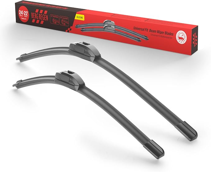 BERG REGEN® 24"+22" Silicone Windshield Wiper Blades Replacement for Nissan Titan Armada 15-04/ Ford Flex 19-09/ Toyota Land Cruiser 19-00/ Eclipse 12-06+more OEM Quality Wiper Blades U/J Hook