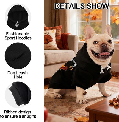 EXPAWLORER Fall Dog Hoodie-Soft and Warm Dog Sweaters, Pet Clothes Autumn Winter Coat Sweatshirt with Thanksgiving Turkey Theme Print for Puppy,Cat, Small Medium Large Dogs