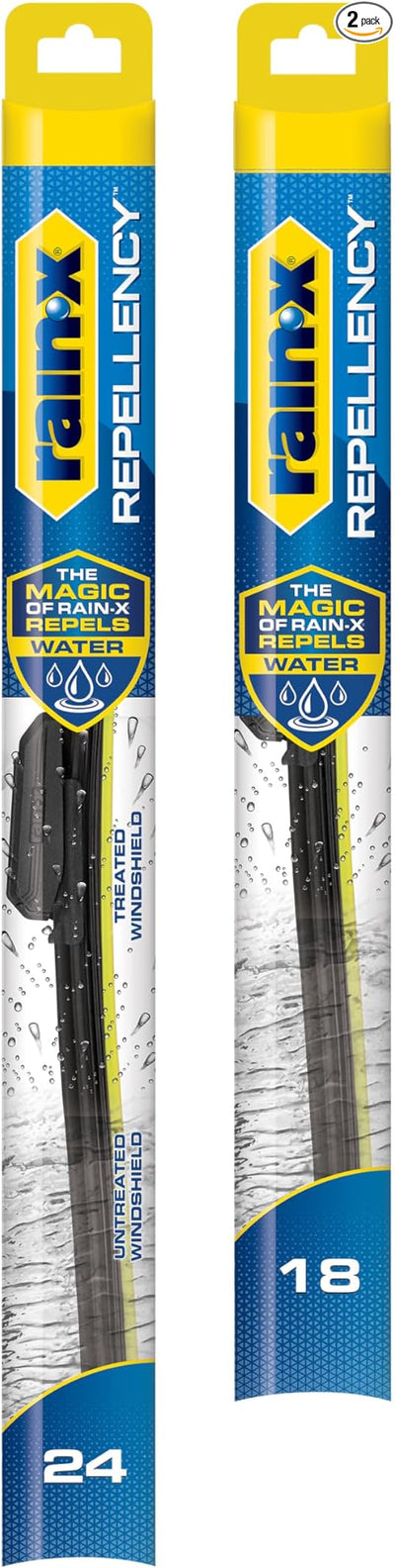 Rain-X 810349 Repellency Water Repellent Wiper Blades, 24" & 18" Windshield Wipers, All Weather Streak-Free for Enhanced Visibility w/Water Repellency Formula [Amazon Exclusive]