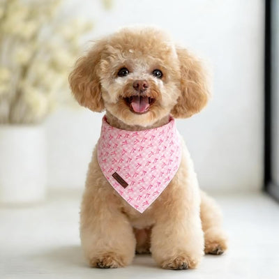 Bow Dog Bandana - Soft Pink Girly Dog Neck Scarf, Cute Spring Pet Bib for Puppy Kitten, Sweet Photo Dogs Cats Prop for Daily Use Parties & Pet Photography S