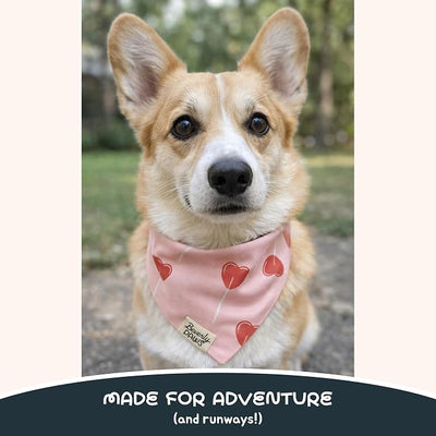 Snap-On Dog Bandana for Small Medium Large Pets, Dogs Cats Adjustable Handkerchief Scarf for Girl & Boy, Funny Cute Puppy Apparel & Accessories (Heart Lollipops, Medium)