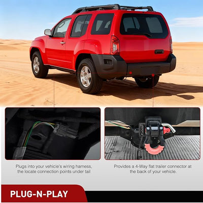 Nilight 4 Pin Trailer Wiring Harness 55441 Custom for 2005 2006 2007 2008 2009 2010 2011 2012 2013 14 15 16 17 18 19 20 21 22 23 24 Nissan Frontier Xterra Pathfinder Suzuki Equator