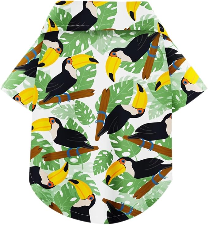 Hawaiian Dog Shirt – Lightweight and Breathable Summer T-Shirt with Tropical Prints, Fun Beach Outfit for Small, Medium, and Large Dogs, Perfect for Hot Days and Outdoor Vacation.Hornbill XL