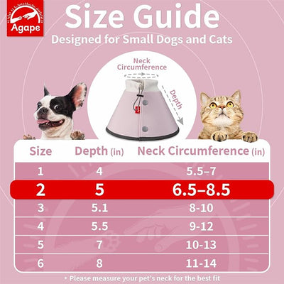 Agape Soft Dog Cone for Small Dogs & Cats, Recovery Collar to Stop Licking | Comfy E-Collar Alternative for Puppies, Adjustable Cloth Cone After Surgery, Protective Neck Cone for Kittens, Washable