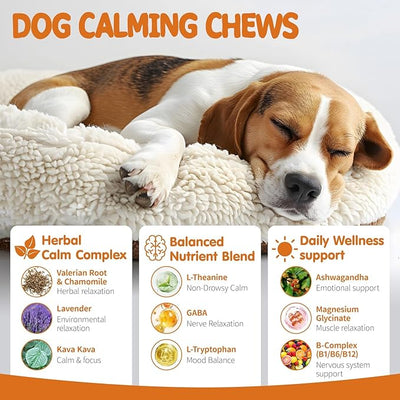 Hemp Calming Chews for Dogs, 180 Count Dogs Calming Chews, Anxiety Relief Treats for Stress Relief, Separation Aid, Barking, Composure, Promote Relaxation, Chicken Flavor