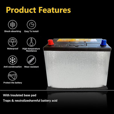 Universal Battery Blanket Car Battery Insulation Kit Heat Shield Blanket for Cold Weather&Heat Protection Thermal Wrap Fits Truck, RV, 4WD Vehicles & Automotive Batteries (40"x7" ,5mm Thickness)