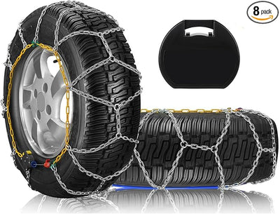 SCITOO HKN130 Snow Chains for Car Pickup Trucks SUV,Universal Emergency Tire Traction Chain,Anti-Skid Thickening Tire Chains Width 215 225 235 245 255 275mm(17" 18" 19" 20")- Set of 2