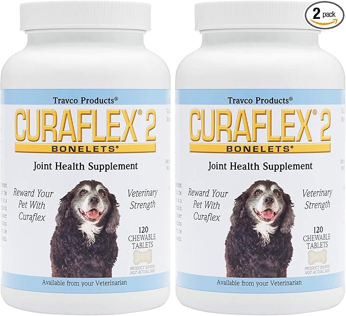 Nutramax Curaflex 2 Joint Health Supplement for Dogs, 120 Chewable Tablets (Pack of 2)
