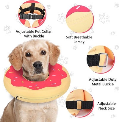 MIDOG Soft Inflatable Dog Cone, Donut E-Collar Alternative for After Surgery, Prevents Licking, Allowing Normal Eating & Vision, Comfortable Recovery Collar for Small Medium Large Dogs & Cats, Pink-XL