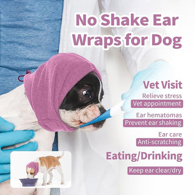 Nanaki Soft Dog Calming Hoodie Anxiety Relief Dog Ear Muffs Noise Protection Dog Ear Wrap Hematoma Fireworks Dog Ear Cover for Bath Blow Drying Dog Head Cover Noise Cancelling Sleep Help Headband