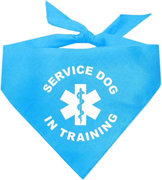 Service Dog in Training Dog Bandana | 100% Cotton Adjustable Triangle |Service Dog | Working Animal | Assistance |Turquoise, X-Small (289)