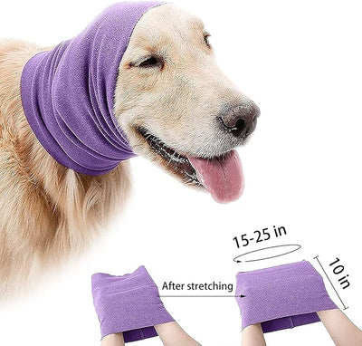 Quiet Ears for Dogs Anxiety Barking Dog Ear Covers Muffs Snood for Noise | 2PCS Ear Hearing Earmuffs Fireworks Protection Anti Anxiety Dog Hat Large Dog (Purple & Grey)