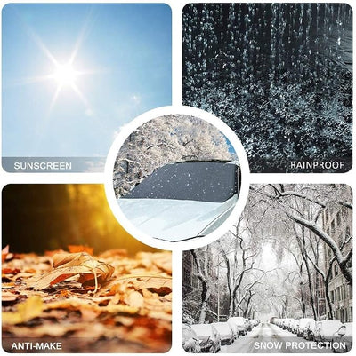 Car Cover with 6 Magnets, 210 x 120cm Universal Automobile Magnetic Snow Cover Sunshade, Front Windscreen Protector for Most Car, Minivan, SUV