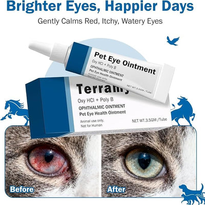 POLKA Terramypol Eye Ointment for Cats and Dogs, Horses, Birds, Sheep 3.5g/0.125oz - Pack of 2