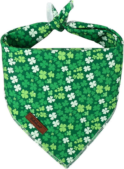 St. Patrick‘s Day Dog Bandana - Bold Green Shamrock Dog Neck Scarf, Soft Pet Bib for Puppy Kitten, Holiday Photo Dogs Cats Prop for Daily Use Parties & Pet Photography S