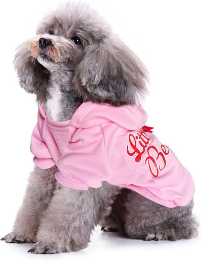 Jecikelon Print Dog Hoodies for Small Dogs with Bow, Soft Fleece Puppy Clothes for Pet Cat, Warm Winter Outfits Cold Weather Coats, Cute Sweatshirt Puppies Costume (X-Small, Y01-Pink)