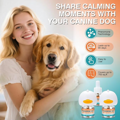 Dog Calming Pheromones Diffuser to Calm Pet 5 in 1 Advanced Kit Appeasing Pheromone Diffuser for Anxiety Relief (2 Plug in+3 Pack 48ml Refill) Reduce Aggression Fighting Barking Stress (Ocean)