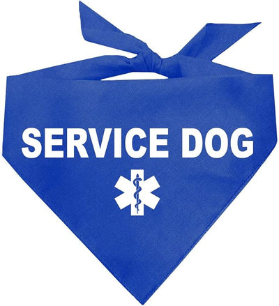 Service Dog Dog Bandana | 100% Cotton Adjustable Triangle |Service Dog | Working Animal | Assistance |Royal, One Size (307)