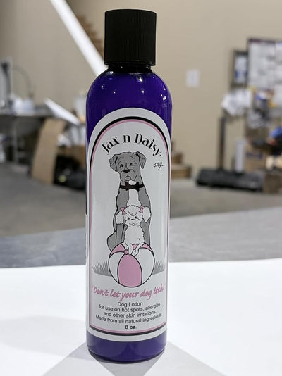 Jax N Daisy's 8oz Lotion Relieve Your Itchy Dog's Skin - A Soothing regimen for Dogs with Itchy Skin and Hot Spots - Perfect for Dog Grooming Supplies!