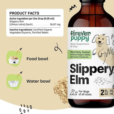 Forever Puppy Slippery Elm Tincture for Dogs, 2 fl oz | Digestive & Gut Support, Slippery Elm Bark Drops, Soluble Fiber, All Breeds & Sizes, Liquid Vitamins and Supplements