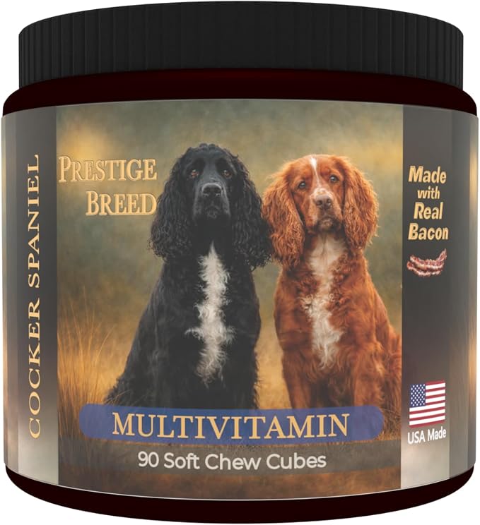 Cocker Spaniel Multivitamins, 90 Count, Made in the USA with Real Bacon.