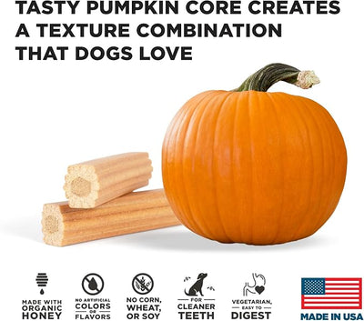 Hive Chew Sticks - Dental Treats for Dogs - Vegetarian, Made with Ground Peanuts & Honey, No Grain or Soy, Cleans Teeth & Freshens Breath (7 oz, Large Dogs - Pumpkin)