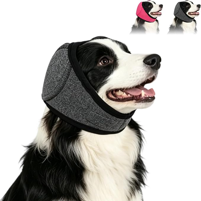 Noise Cancelling Ear Wrap, Dog No Shake Ear Wraps, Comfortable Quiet Dogs Calming Hoodie, Adjustable, Effectively isolates Noise from Fireworks, Thunder, and Vacuum Cleaners (Gray, S)