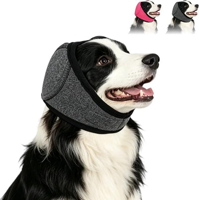 Noise Cancelling Ear Wrap, Dog No Shake Ear Wraps, Comfortable Quiet Dogs Calming Hoodie, Adjustable, Effectively isolates Noise from Fireworks, Thunder, and Vacuum Cleaners (Gray, L)