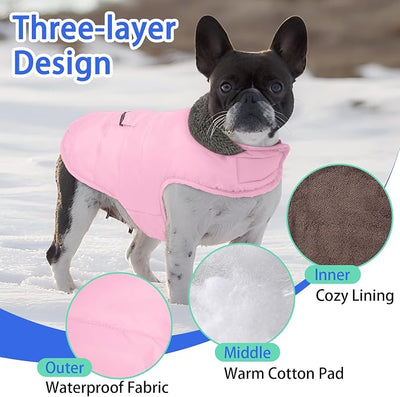 MIGOHI Warm Dog Snowsuit - Winter Dog Jacket, Reflective Windproof Fleece Vest with Leash Hole and Furry Collar